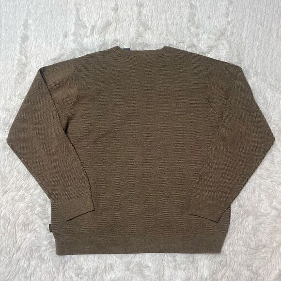 IZOD Sweater Mens Large Brown Pullover Merino Wool Blend Stretchy Crew Neck - Picture 8 of 8